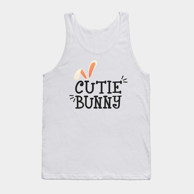 Simple Cutie Bunny Easter Typography Tank Top by Jasmine Anderson